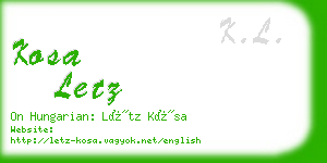 kosa letz business card